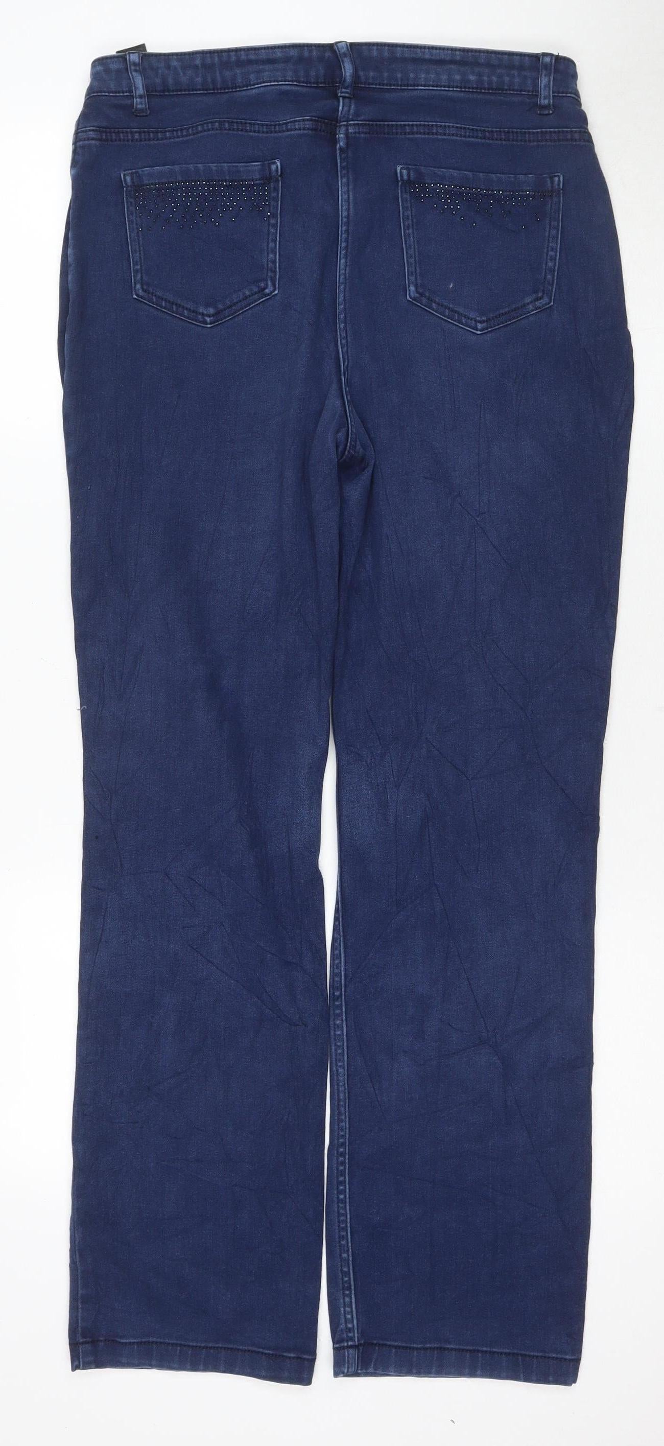 Marks and Spencer Women's Blue Straight Jeans, Size 14