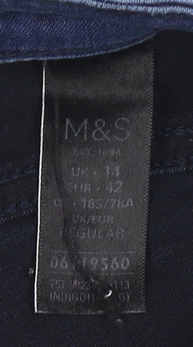 Marks and Spencer Women's Blue Straight Jeans, Size 14