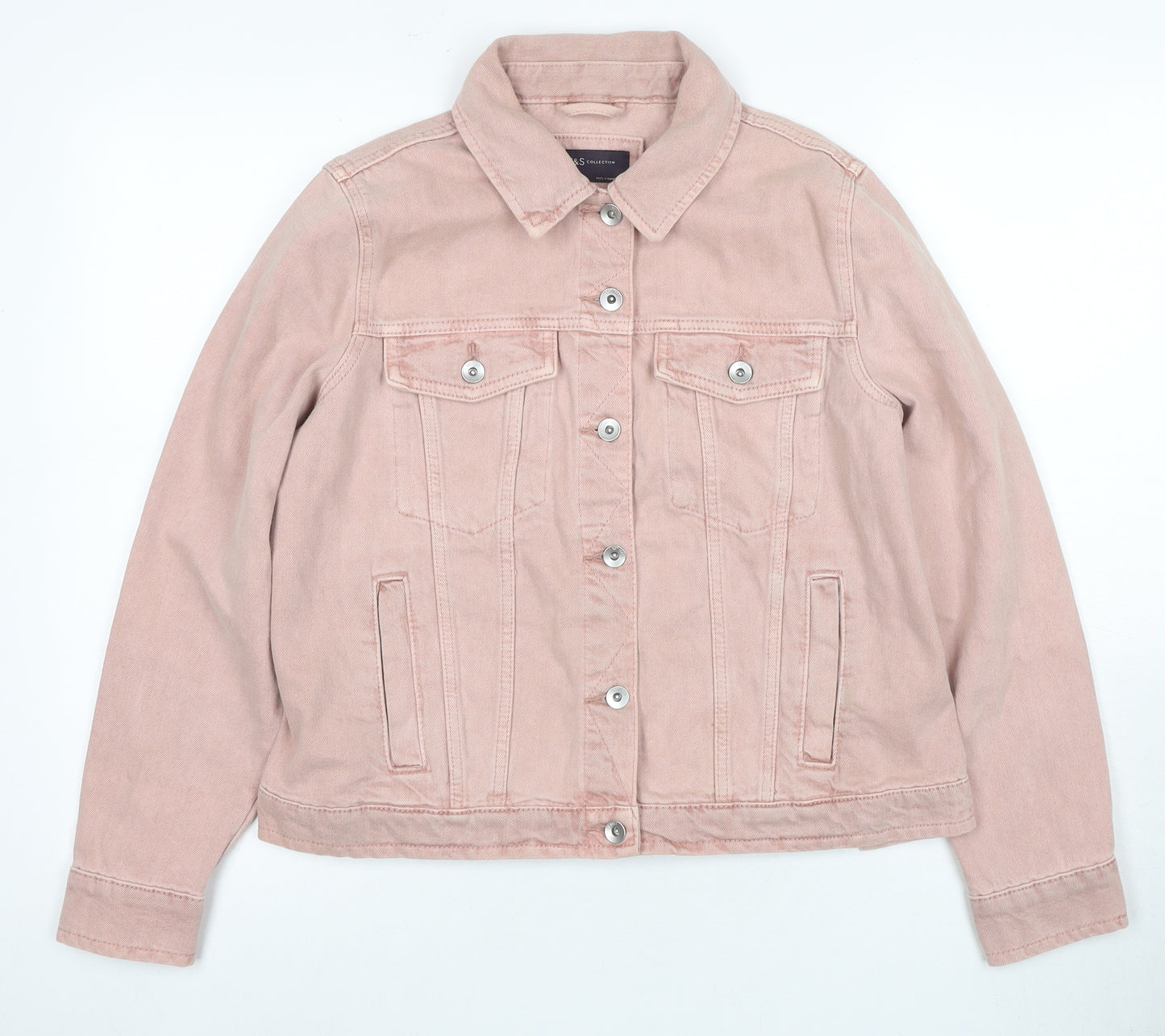 Marks and Spencer Pink Women's Denim Jacket, Size 14