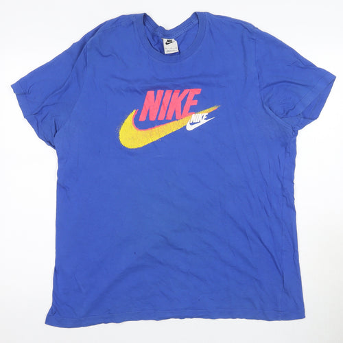 Nike Men's Blue XL Logo Cotton T-Shirt