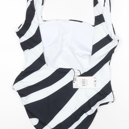 MNG Women's Striped One Piece Swimsuit, Size 6, Black/White