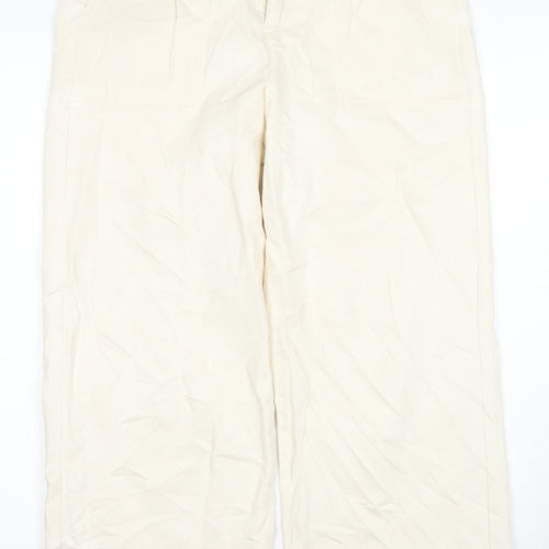 Marks and Spencer Women's Ivory Wide-Leg Jeans Size 14