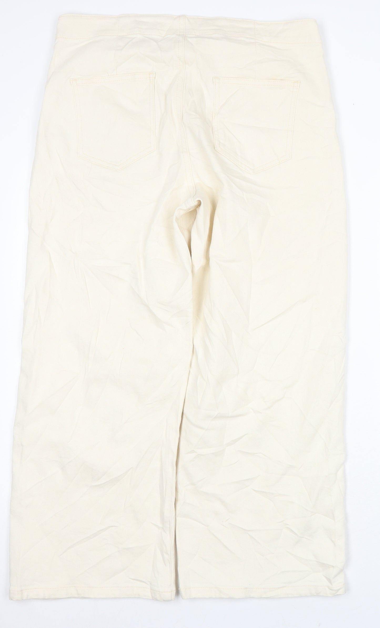 Marks and Spencer Women's Ivory Wide-Leg Jeans Size 14