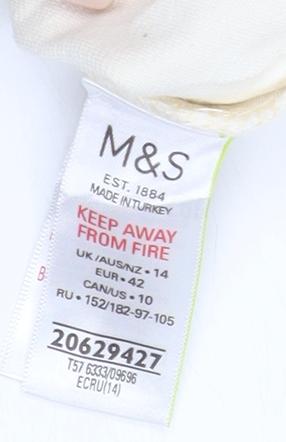 Marks and Spencer Women's Ivory Wide-Leg Jeans Size 14