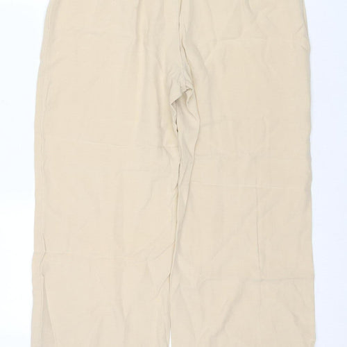 Marks and Spencer Women's Beige Wide-Leg Trousers, Size 12
