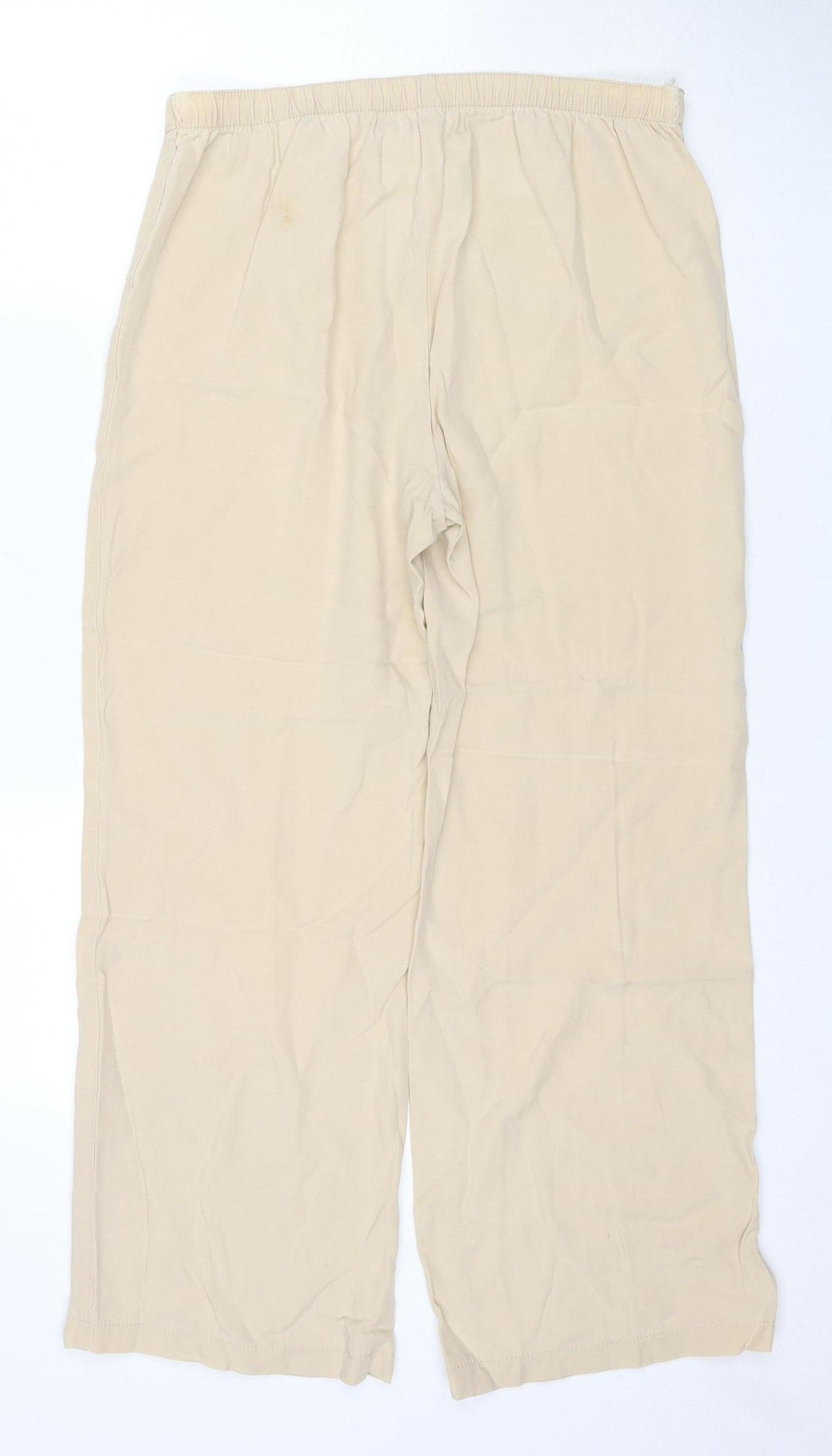 Marks and Spencer Women's Beige Wide-Leg Trousers, Size 12