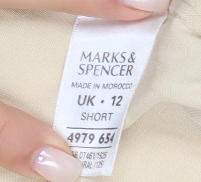 Marks and Spencer Women's Beige Wide-Leg Trousers, Size 12