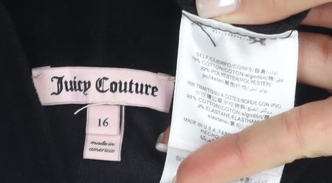 Juicy Couture Women's Black Full Zip Hoodie Size 16