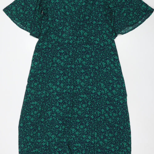 Apricot Women's Green Floral A-Line Midi Dress Size 16