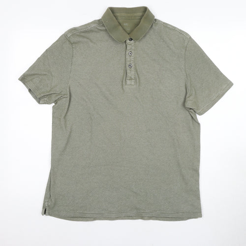 Marks and Spencer Men's Green Polo Shirt, Size M