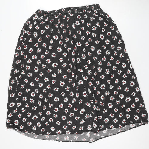 Amari Women's Black Floral A-Line Skirt Size 16