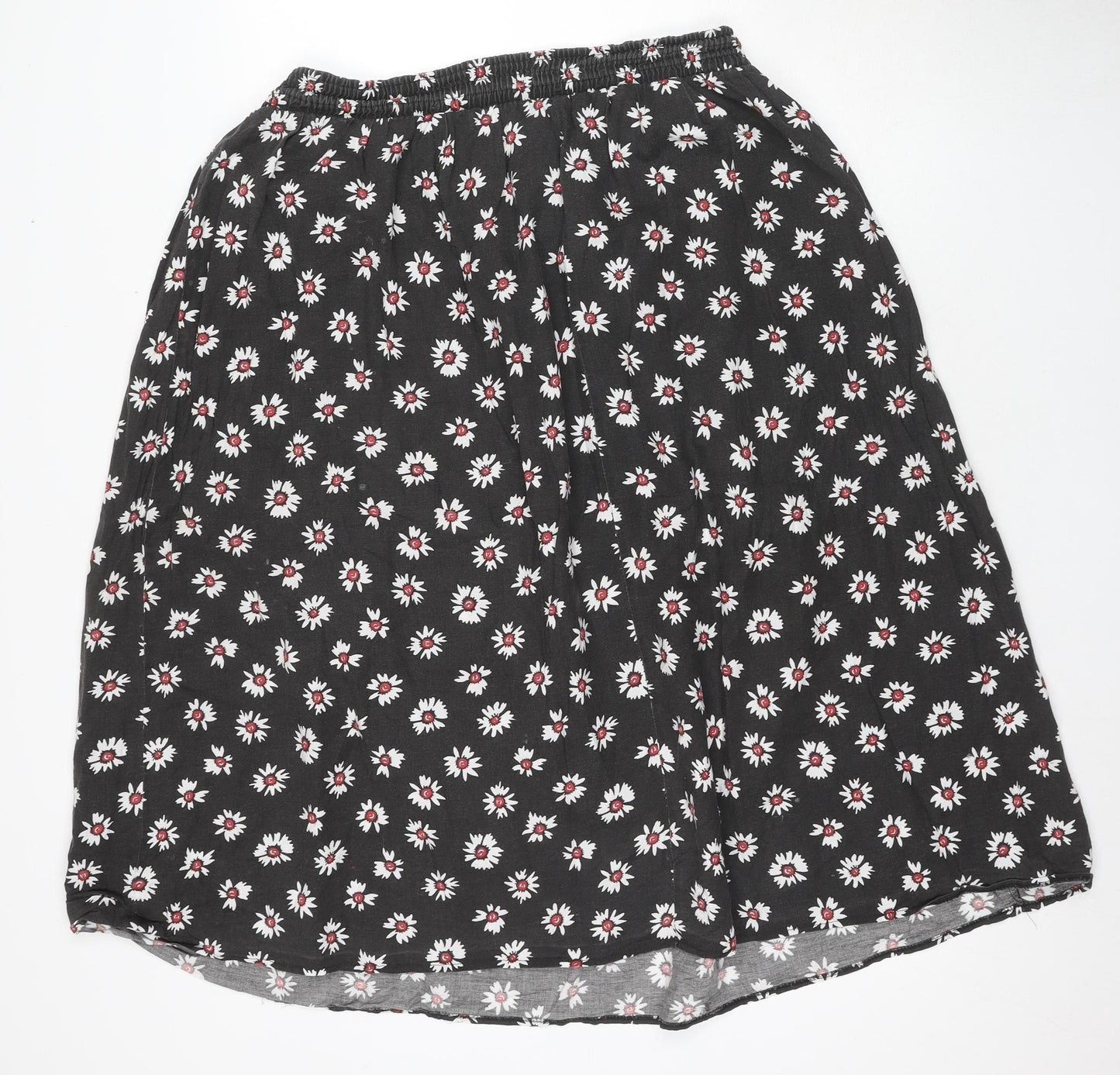 Amari Women's Black Floral A-Line Skirt Size 16