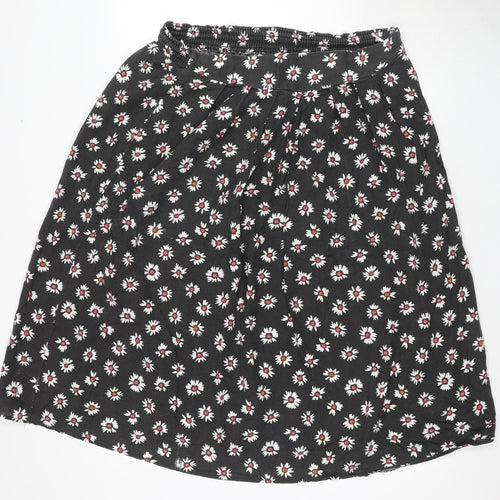 Amari Women's Black Floral A-Line Skirt Size 16