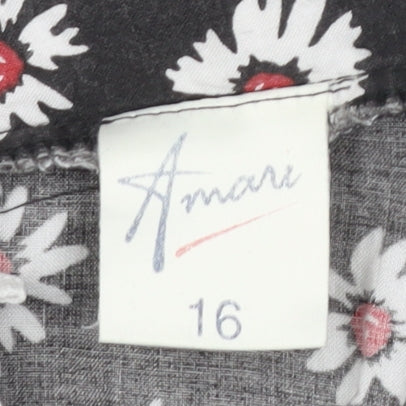 Amari Women's Black Floral A-Line Skirt Size 16