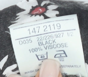 Amari Women's Black Floral A-Line Skirt Size 16