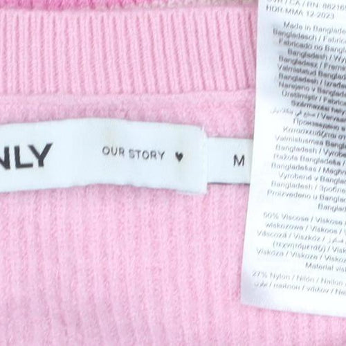 ONLY Women's Pink Striped Knit Pullover Jumper, Size M