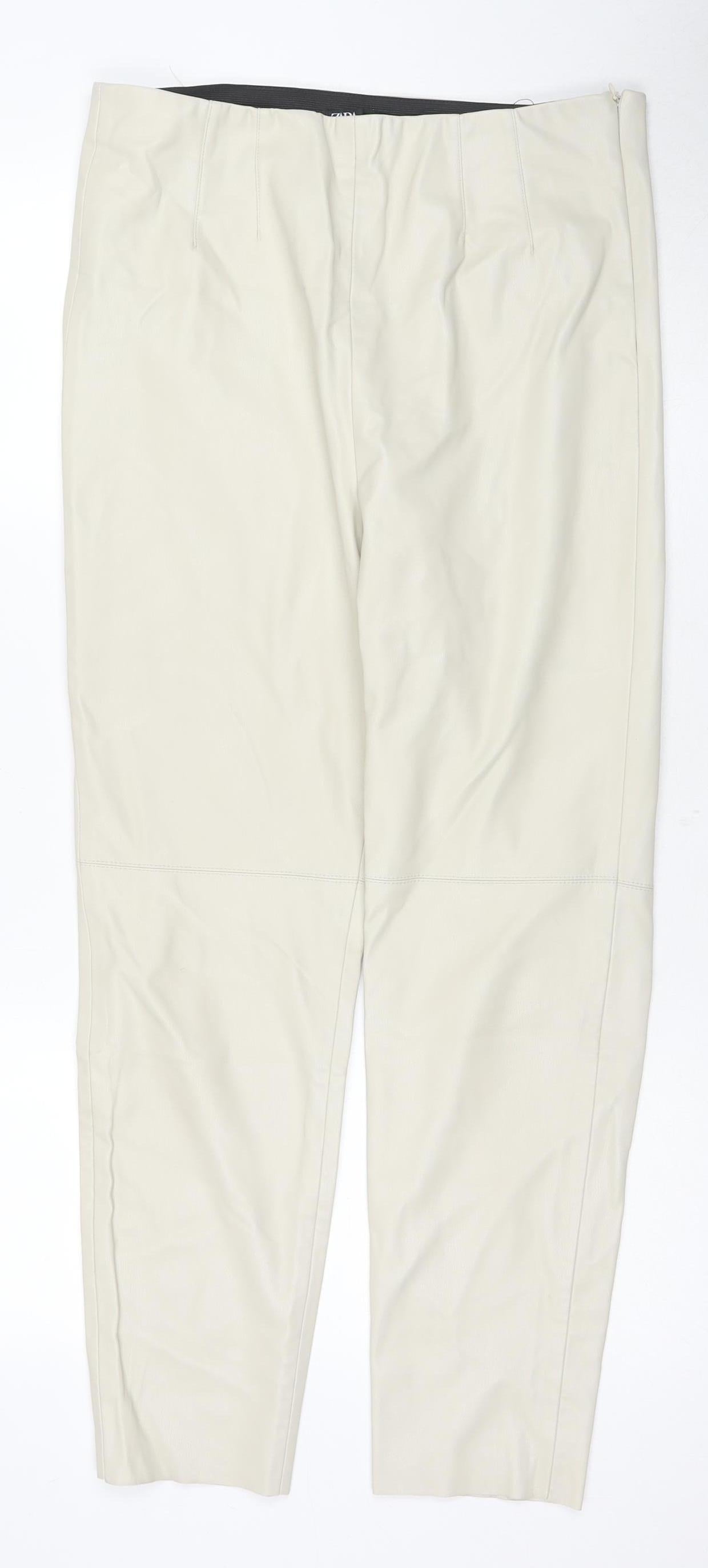 Zara Women's Ivory Straight Trousers XL