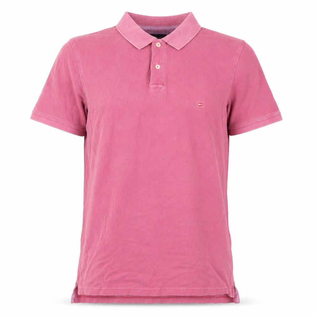 Front view of Tommy Hilfiger Men's Pink Polo, Slim Fit, size L