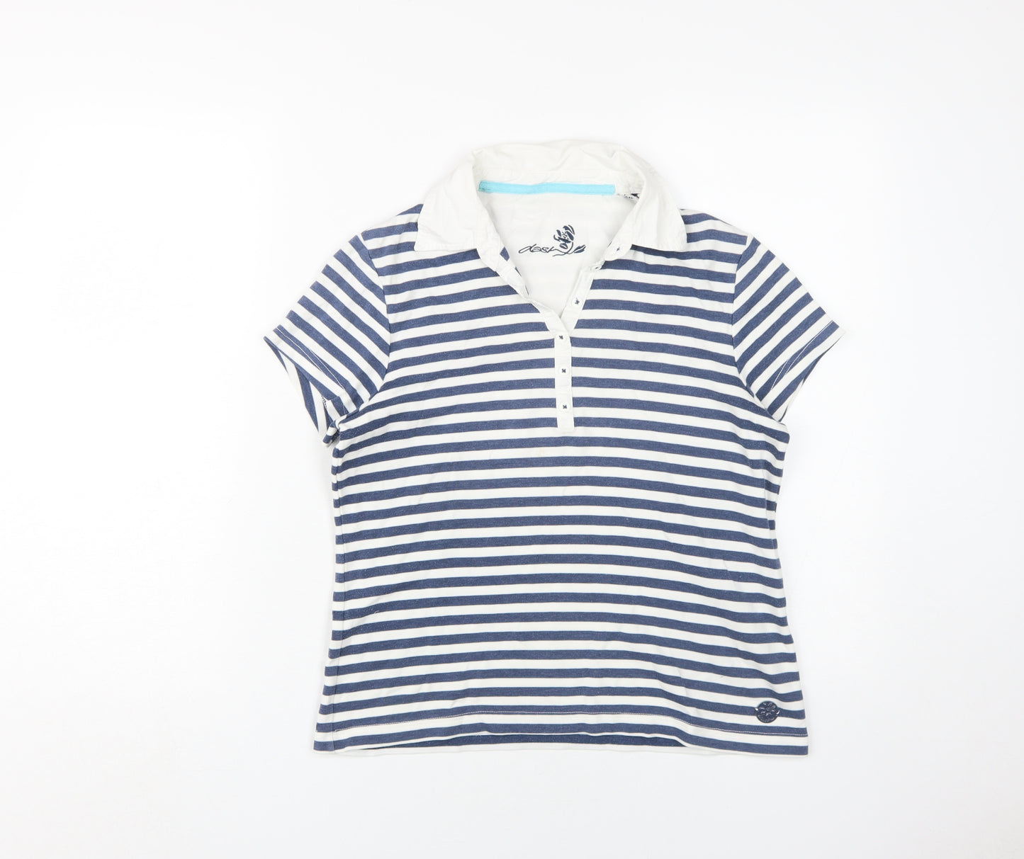 Dash Women's Blue Striped Polo Shirt Size 12