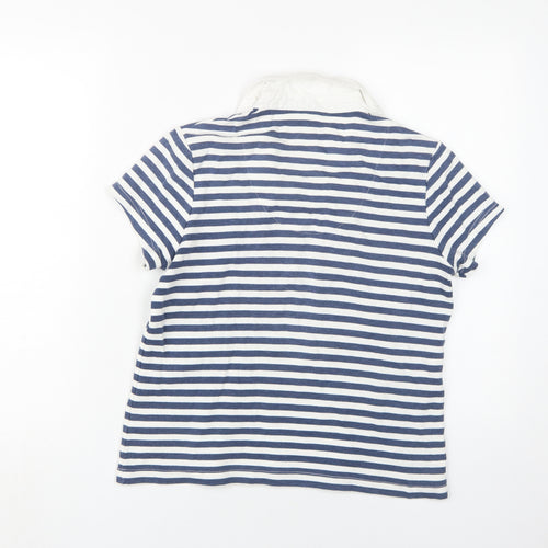 Dash Women's Blue Striped Polo Shirt Size 12