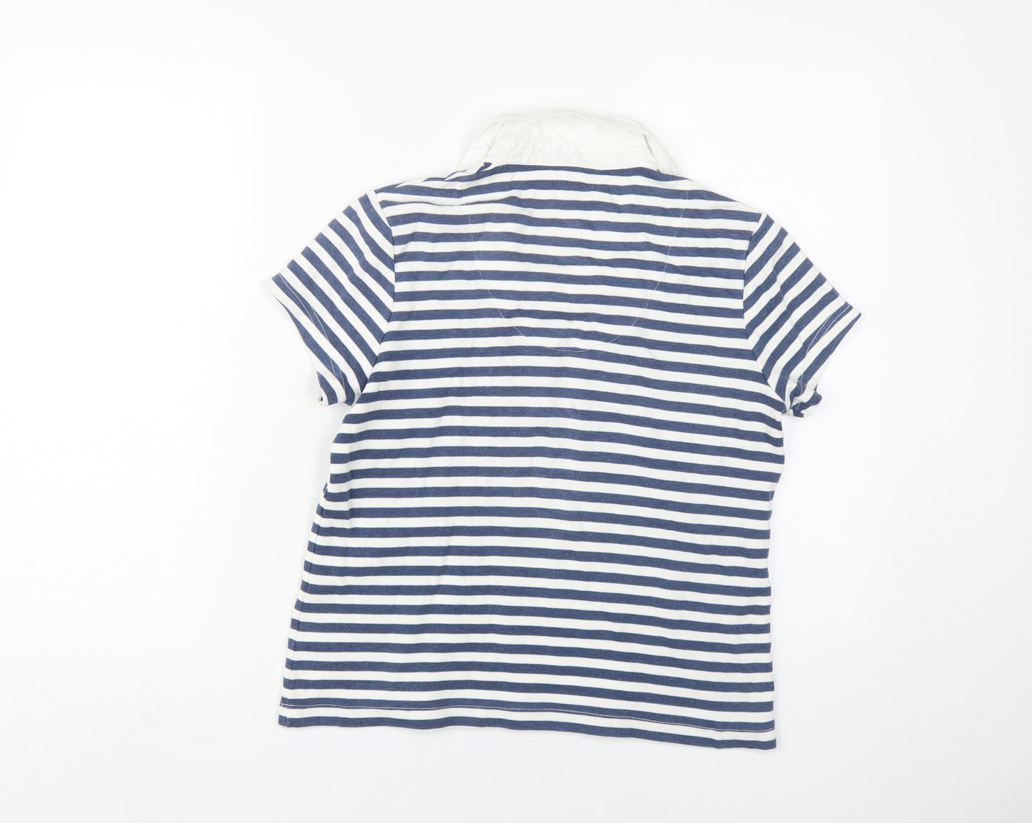 Dash Women's Blue Striped Polo Shirt Size 12