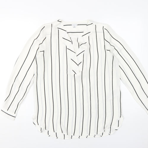 Jacqueline de Yong Women's White Striped Blouse Size 10