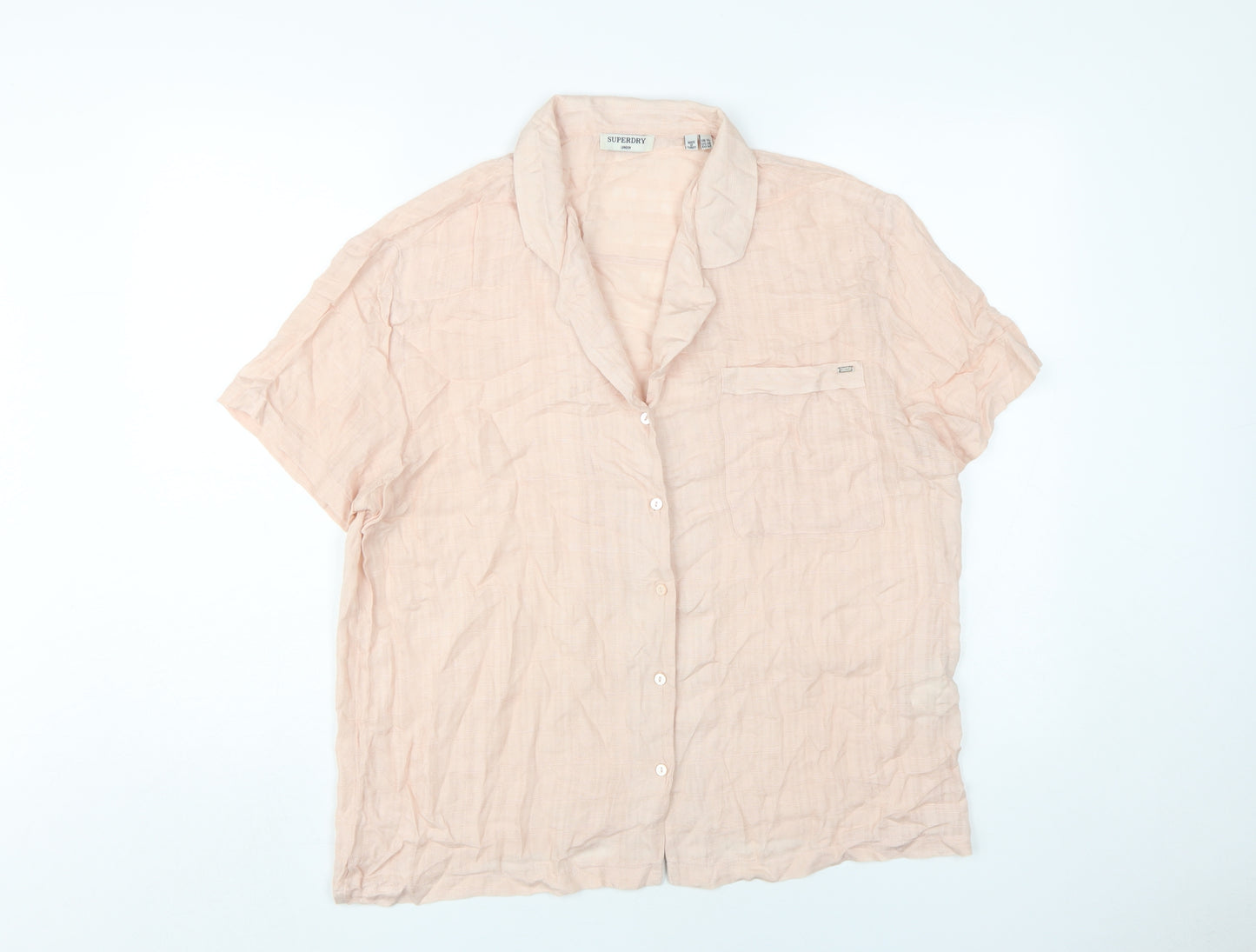 Superdry Women's Pink Button-Up Shirt, Size 14