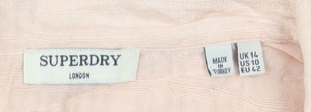 Superdry Women's Pink Button-Up Shirt, Size 14