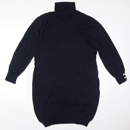 Next Women's Black Roll Neck Sweater Dress Size 18