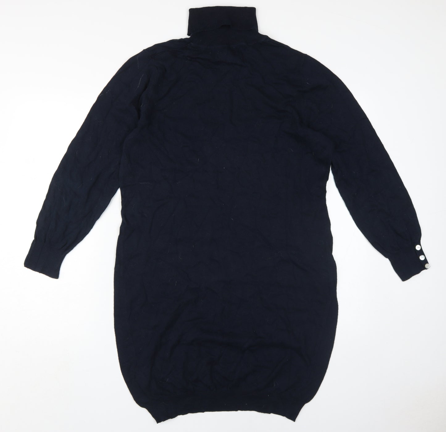 Next Women's Black Roll Neck Sweater Dress Size 18