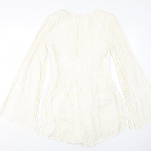 MINKPINK Women Ivory Playsuit L V-Neck Casual Spring