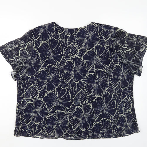 Forever Women's Floral Blue 2XL Tunic Blouse