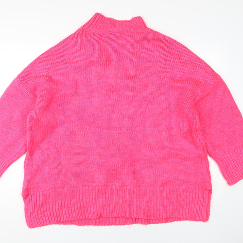 Next Women's Pink Cable-Knit Mock Neck Jumper XL