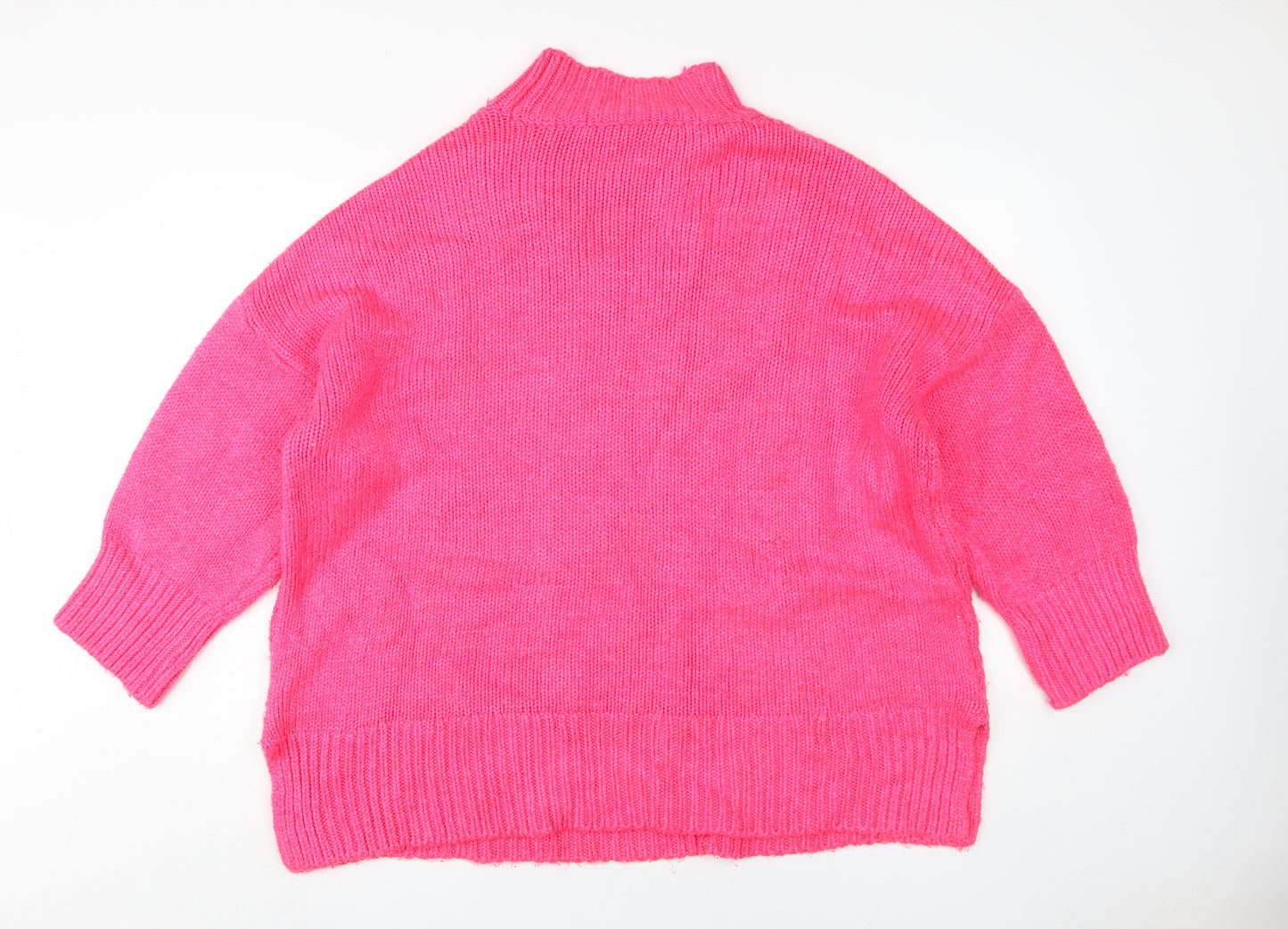 Next Women's Pink Cable-Knit Mock Neck Jumper XL
