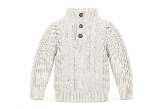 Gap Boys Beige Cable Knit High Neck Henley Jumper 3 Years