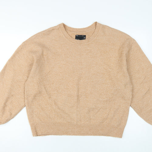 ASOS DESIGN Women Beige Crew Neck Pullover Jumper Size 10