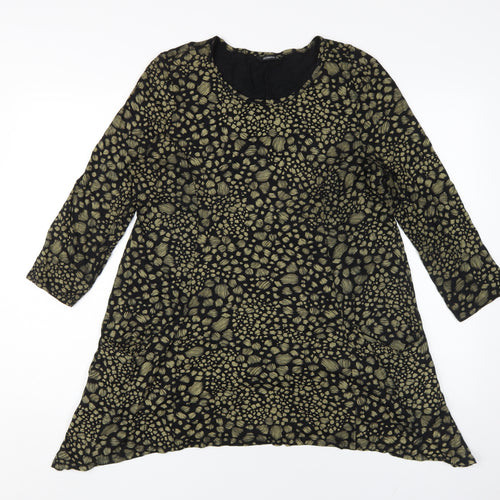 Roman Women's Black Animal Print Shift Dress Size 12