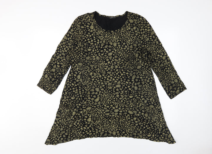 Roman Women's Black Animal Print Shift Dress Size 12