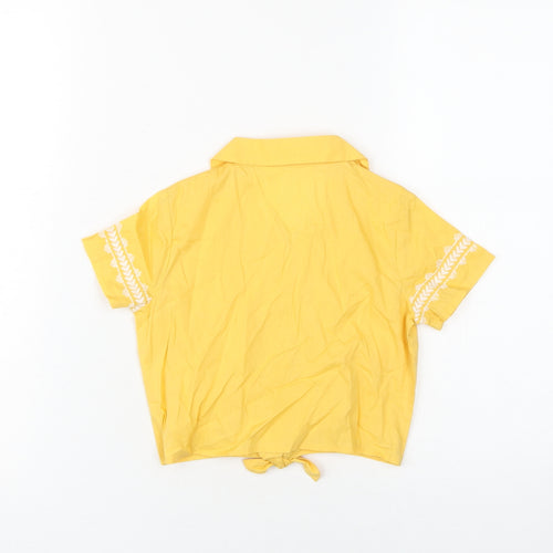 Marks and Spencer Girls Yellow Embroidered Button-Up Shirt