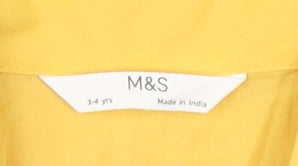 Marks and Spencer Girls Yellow Embroidered Button-Up Shirt