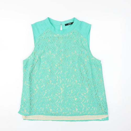 Oasis Womens Green High Neck Sleeveless Top