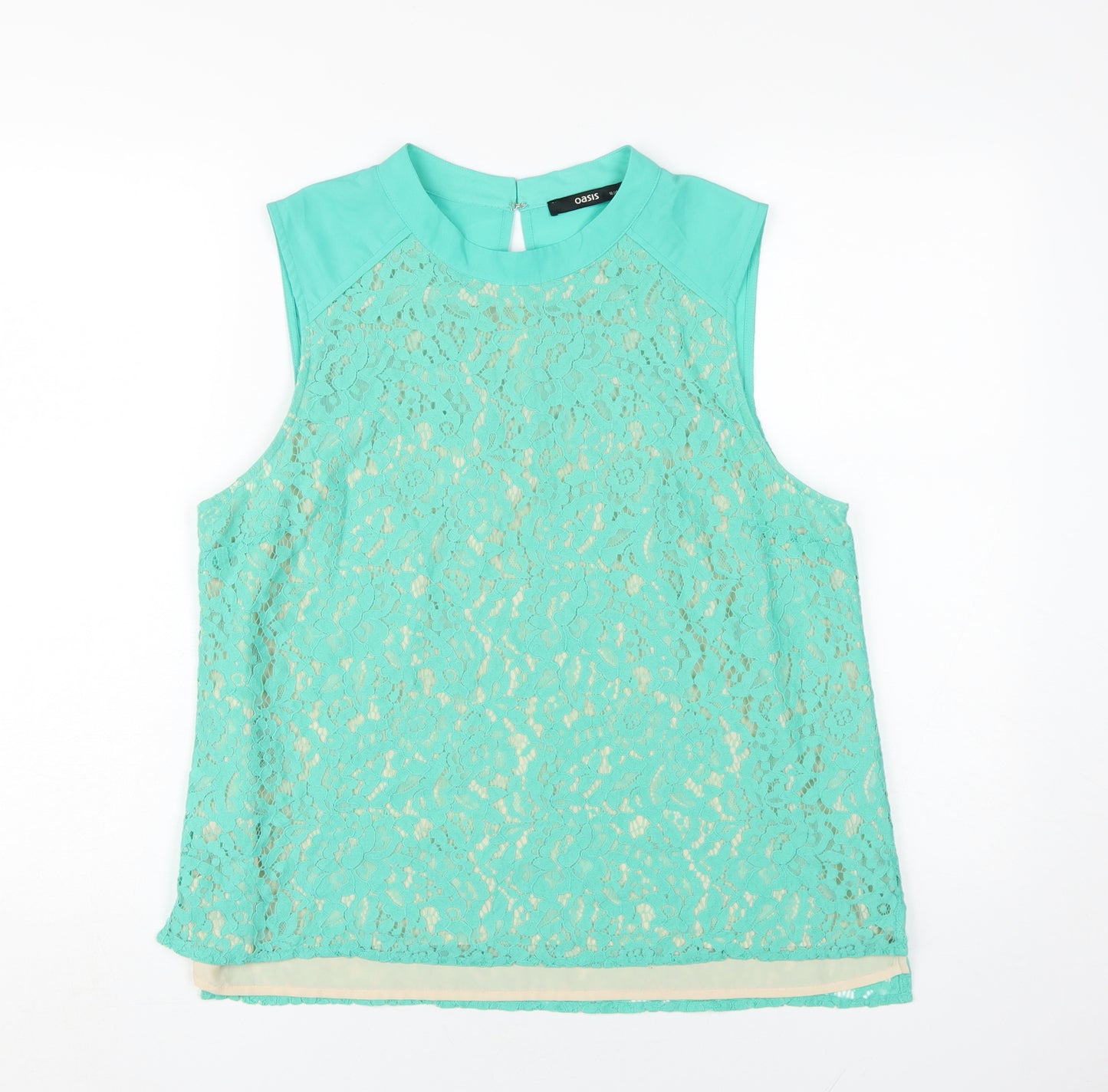 Oasis Womens Green High Neck Sleeveless Top