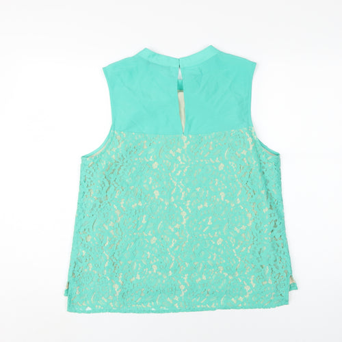 Oasis Womens Green High Neck Sleeveless Top