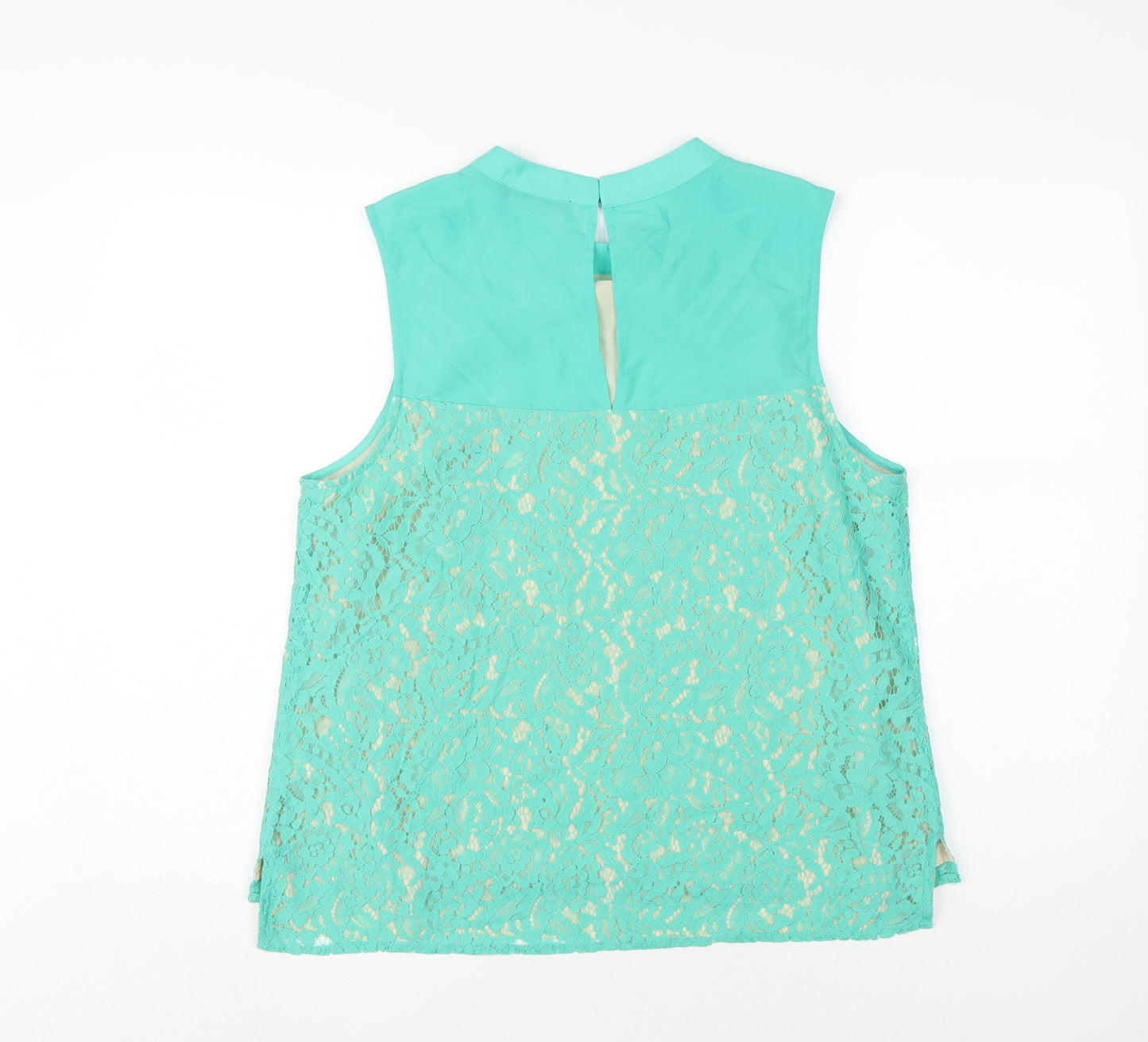 Oasis Womens Green High Neck Sleeveless Top