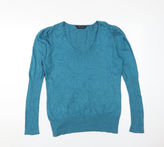 Dorothy Perkins Women's Blue V-Neck Pullover Jumper 14