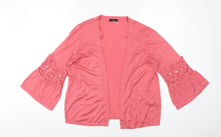 M&Co Women's Pink Bell Sleeve Cardigan Size 12