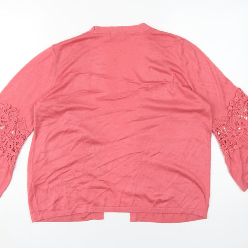 M&Co Women's Pink Bell Sleeve Cardigan Size 12