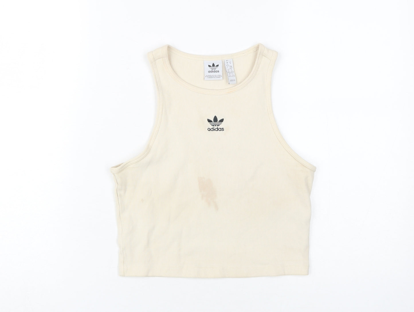 Adidas Women's Beige Cropped Tank Top, Size M