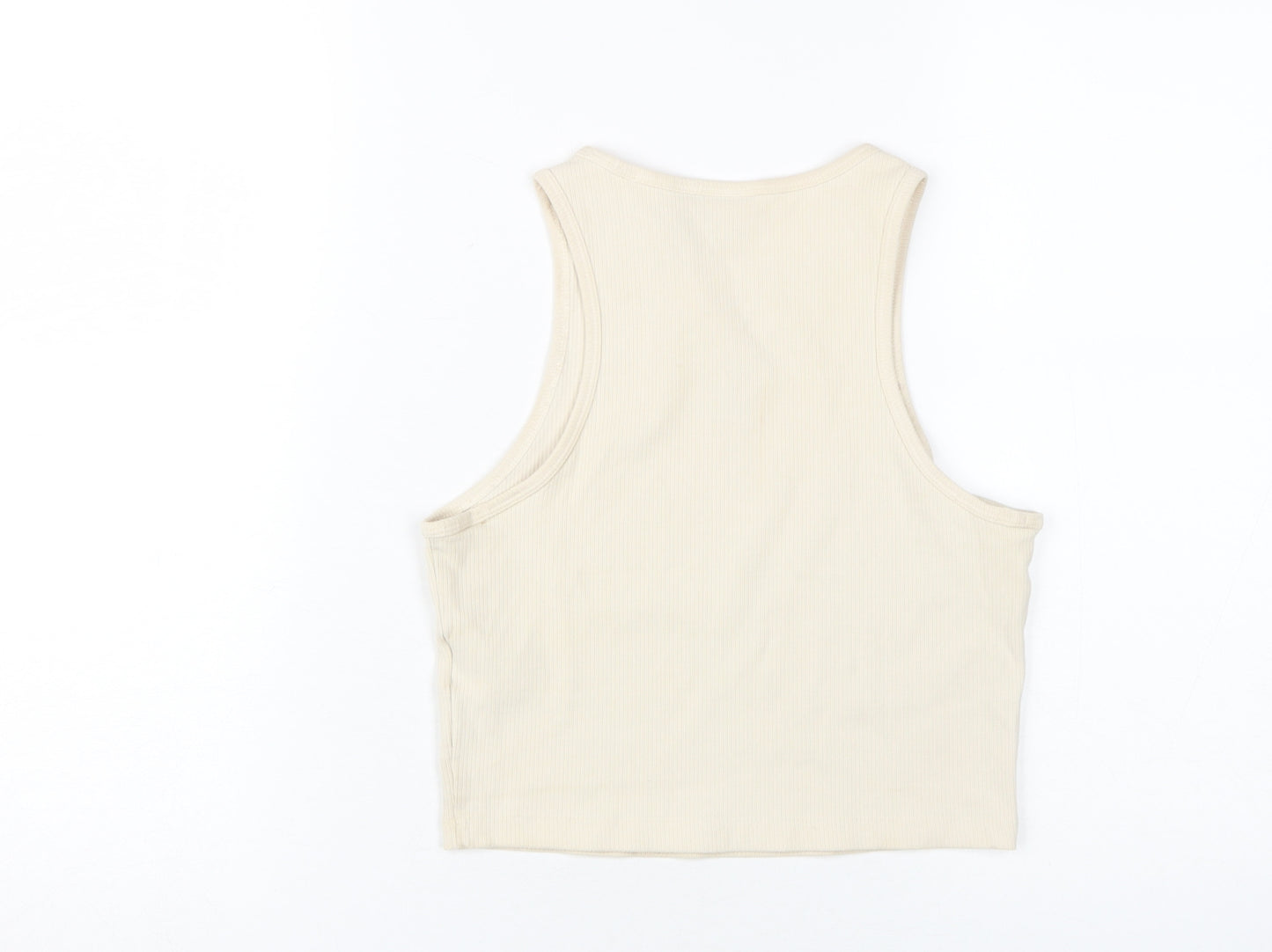 Adidas Women's Beige Cropped Tank Top, Size M