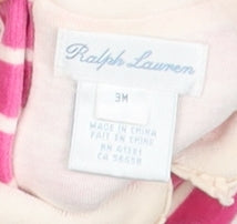 Ralph Lauren Pink Stripe Unisex Baby Grow 3-6 Months